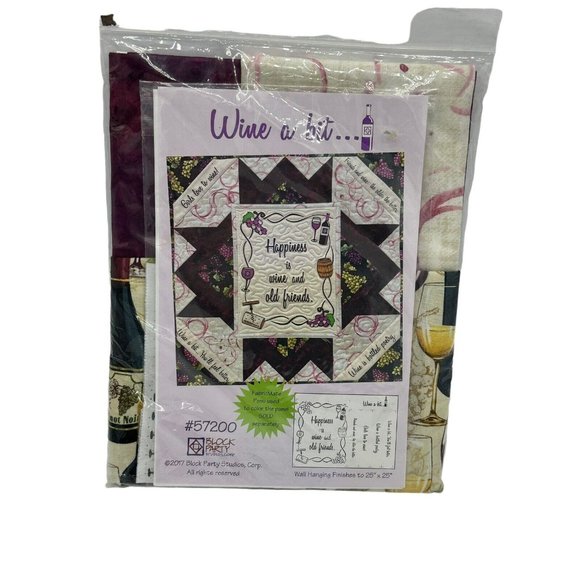 Wine A Bit Wall Hanging Pattern and Printed Panel Block Party Studios Inc - Picture 1 of 4